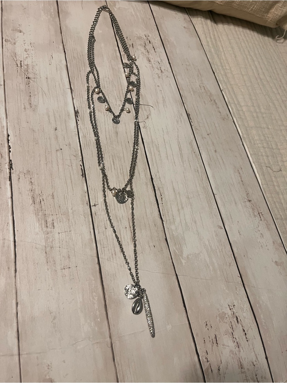 White House Black Market Layered Silver-Tone Charm Necklace